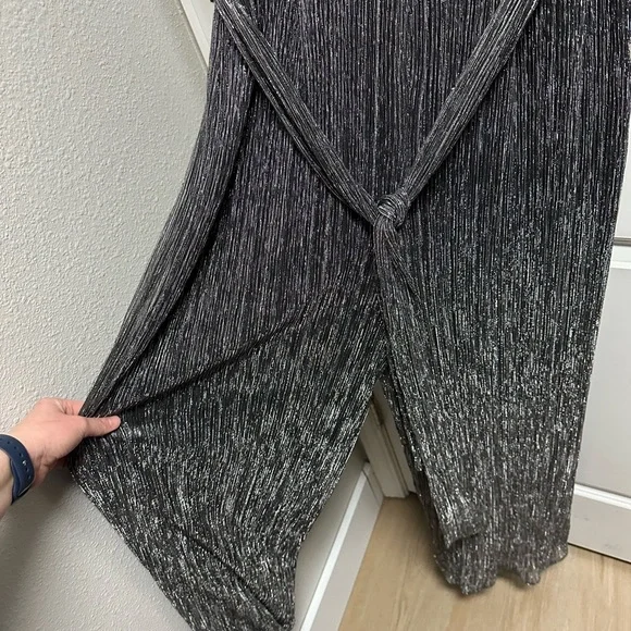 Gently Used Eliza J Elegant Silver Wrap jumpsuit - Picture 6 of 8